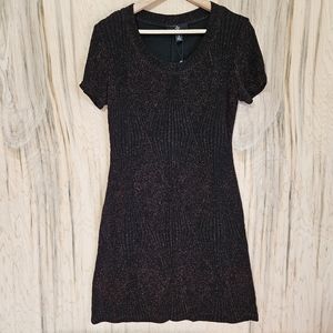 Ronni Nicole Wmns Sz 6 Black Red Glitter Tee Style Cocktail Stretchy Dress Nwt